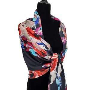 Kate Spade Silk Wrap Hand Rolled Multicolor Modern Floral 30x80"